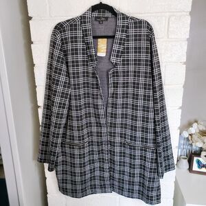 Suzanne Betro Signature Coat Womens Size 2X Black & White Houndstooth New